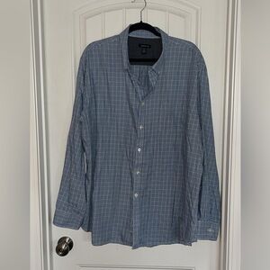 Van Heusen Men's Blue and White Plaid Shirt